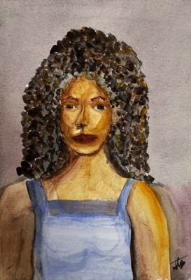 Jesus Santiago 'Portrait of a Women with Curly Hair'